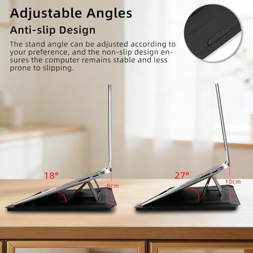 CiimWaa Etui na laptopa 13-14", skóra PU, torba na laptopa z funkcją stojaka, kompatybilne z ASUS Vivobook 14/HP Pavilion X360, czarne