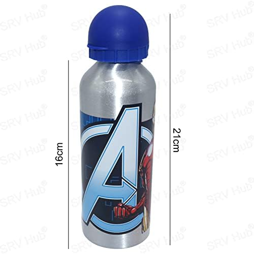 HOVUK® Kids Marvel Avengers Character Lunch Box with Aluminium Sports Water Bottle, Marvel Avengers Sandwich Box for School Kids, Plastic Snack Box and Water Bottle for Kids