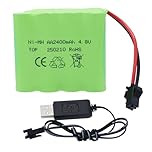 Tosiicop 4.8V 2400mAh RC Battery Pack - AA NiMH Rechargeable Battery with SM-2P Plug and USB Charger Cable for Remote Control Car Crawler 4x4 Trucks SY-E511 RC Excavator(4.8V 2400mAh)