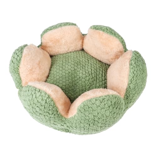 Ergugos ペット ベッド ソファ 洗える クッション 猫ベッド 犬ハウス 冬用 寝袋 花びらの形 暖かい ふわふわ 寒さ対策 室内用 休憩所 子犬 猫用 寝床 ぐっすり眠れる 滑り止め 多機能 おしゃれ シンプル 通年利用 (グリーン)