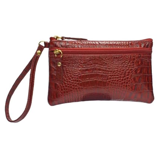 Bolsa de Mão Clutch Carteira de Mao e Porta Celular Feminina em Couro Legítimo (Vermelha)