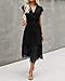 BTFBM Women Summer Bohemian Floral Casual Wrap V Neck Ruffle Cap Sleeveless Belt A-Line Pleated Hem Swing Midi Sun Dress (Swiss Dot Black, l)