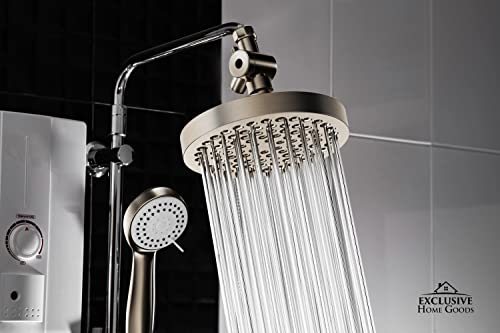 Shower Head With Handheld Combo, 6 Inch High Pressure Rainfall Showerhead With Hand Held 70 Inch Hose For Bath - Adjustable Swivel Shower Head Spray Anti-Leak Nozzles - Universal Fit #TOP5