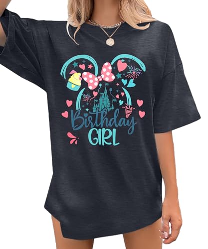 Birthday Shirts for Women Oversized Magic Kingdom T-Shirt Funny Magical Castle Graphic Tees Birthday Party Gift Tops2