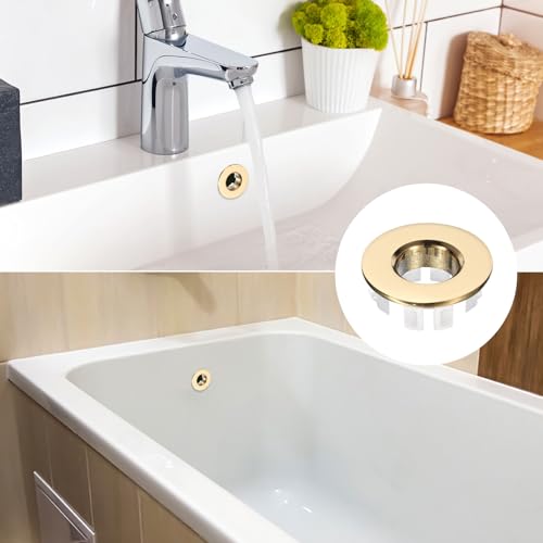 Anneau de trop-plein laiton uxcell lot de 2 dorés pour évier et lavabo de salle de bain
