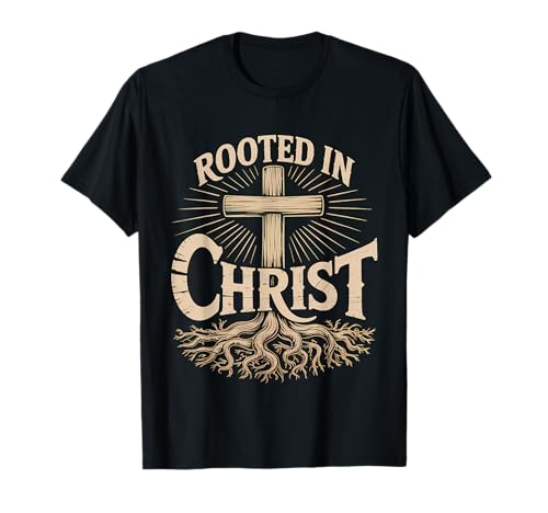 Rooted in Christ Christian Faith Jesus Cross T-Shirt