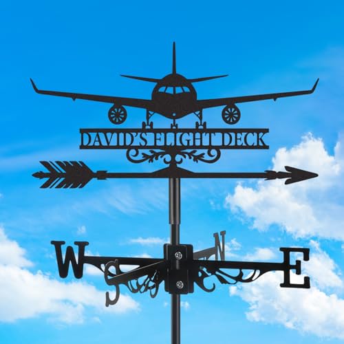 Ironglyh Custom Airplane Metal Weathervane, Weather Vane for Yard Outside