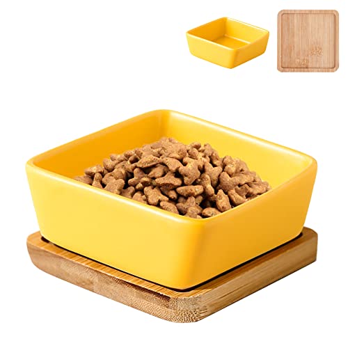 EONAZE Gamelle Hamster Chaton Chiot Hamster Bol en Céramique pour Petits rongeurs Gerbille Hamster Souris Cochon d'Inde Hérisson (Jaune) Cover