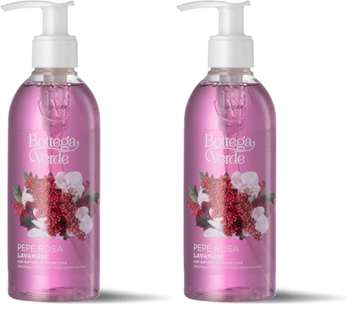 Bottega Verde - Pepe Rosa, Lavamani, 250 ml, con Estratto di Pepe Rosa (Confezione da 2)