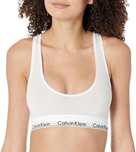 Calvin Klein womens Modern Cotton Unlined Wireless Bralette Bra, White, Medium US