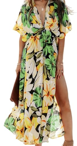Image of Sister Amy Women's Boho Floral Print Square Neck Beach Party Flowy Ruffle Midi Dress