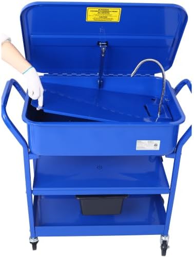 Lavadora de piezas móviles, máquina limpiadora de piezas portátil de 20 galones con bandeja de drenaje y bomba de 325 GPH, tanque de lavado de