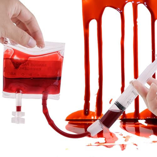 Faux Sang, Halloween Fake Blood Effets Spéciaux Réaliste, Maquillage Carnaval Effets Spéciaux, Sachet de Sang de théâtre, Réaliste, Lavable, Sûr, Faux Sang pour Halloween, Maquillage Festival, 75 ml