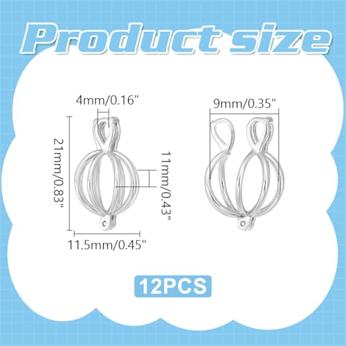 UNICRAFTALE 12 Pieces Locket Pendant Openable Cage Charms Platinum Crystal Necklace Holder Hollow Sphere Pendant Pearl Cage For DIY Necklace Bracelet Jewelry Making - Image 4
