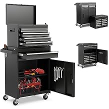 Goplus 5-Drawer Rolling Tool Chest, Tool Storage Box, Removable Tool Cabinet, Sliding Metal Organizer w/Lockable Drawers Classic Black