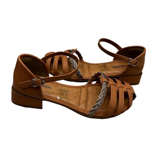 Sandalia Haruache Strass Calcanhar Fechado Mississipi MA373 (Natural, BR, Adulto, Numérico, 37)