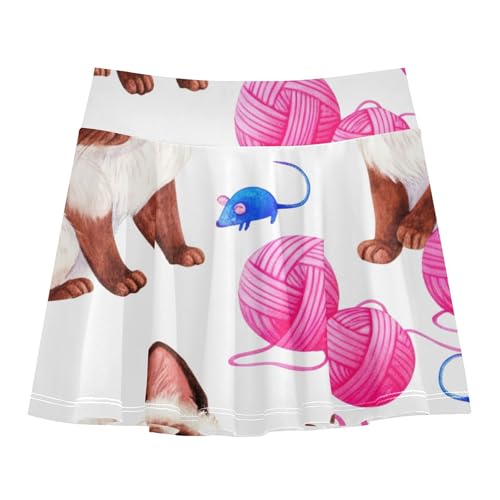 Siamese Kittens Blue Mouse White Girls' Shorts Athletic Skorts Tennis Skirts for Kids Summer Butterfly Skirt 3t