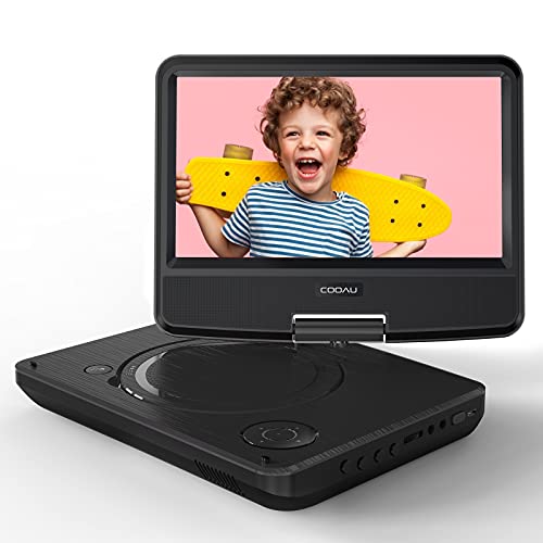 Limited Discount COOAU 11” Portable DVD Player, Support Power Bank Charging, Last Memory Function, Region Free, SD/USB/AV-Out Port with HD Swivel Screen,Car TV for Kids, Black