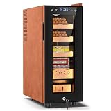 Tylza Leather Trim Cigar Humidor, 35L Cigar Humidor Cabinet with Auto Humidity & Temp Control, 300 Counts, 3 LED Lights, Spanish Cedar Wood, Cigar Humidors with Safety Lock, Gifts for Men