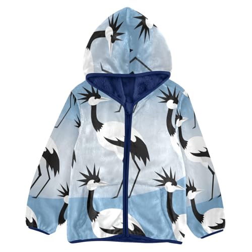 Secretary Birds Cute Toddler Fleece Jacket Girl Boys Hooded Fleece Jacket Coat Warm Outwear Zip-up 3-10T