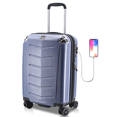 Villagio Hard Shell Luggage - Suitcase with USB Port - Tamper Proof Luggage