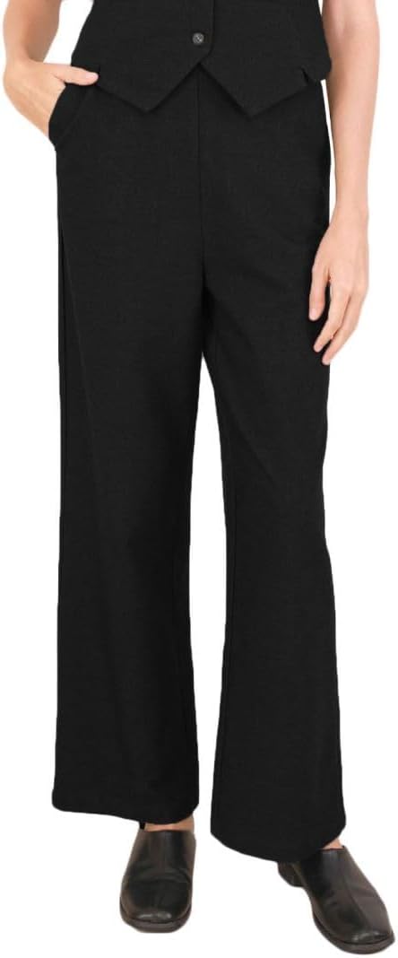 Amazhiyu Women's Straight Wide Leg Dress Pants Mid Rise Work Trouser with Pockets