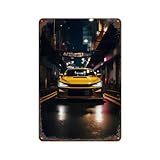 POLIUAWS Yellow Tuning Car Blechschilder, Retro-Metall-Wandplakette Für Zuhause, Zimmer, Bauernhaus, Café, Büro, Geschäft, Gartendekoration11.8 x7.9
