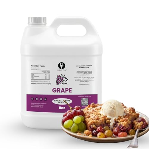 Image of Dolce Flav Grape Extract 8 oz - Kosher, Sugar-Free, Concentrated Fruit Flavor for Candy, Chocolates & Desserts, Includes Measured Dropper