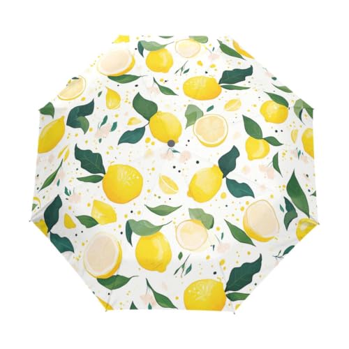 Parapluie Pliant d'Art Blanc Citrons Automatique Ultra-léger de Haute Qualité