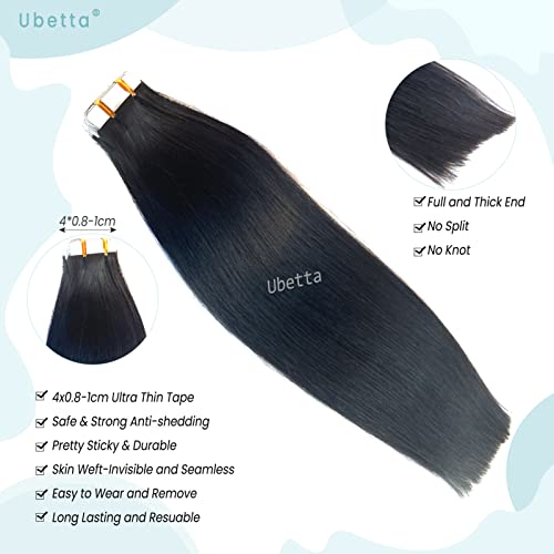 Tape In Hair Extensions Human Hair, Jet Black Hair Extensions Tape Ins For Black Women Human Hair Tape In Extensions, 20 Pcs Invisible Tape In Hair Extensions Human Hair,12 Inch Double Sided Tape Hair #TOP2