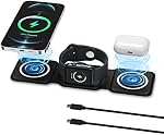 Wireless Charger 3 in 1, Travel Magnetic Foldable Wireless Charging Pad for Multiple Apple Devices, Compatible with iPhone 14/Pro/Max/Plus/13/12, AirPods 3/2/Pro(Adapter not Included)