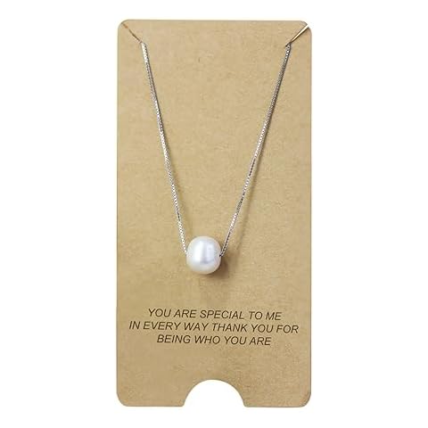 WRISTCHIE Womens Jewelry 925 Sterling Silver and Freshwater-Cultured Pearl Mermaid Pendant Necklace 18+2" (Silver) (Pearl) Cover