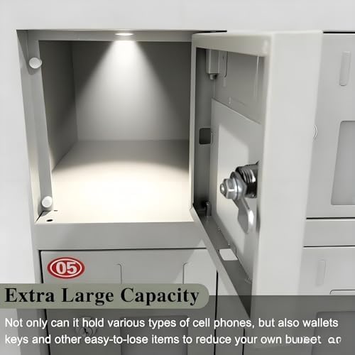 Compact Cell Phone Locker - Secure Plastic Storage Box with Key, 12-Door Organizer for Home, Bedroom & Entryway - Ideal for Phones, Keys & Valuables