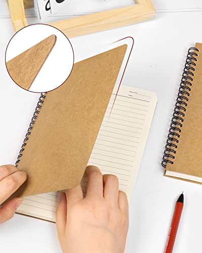 Dynta Spiral Notebooks A5 Lined 5Pcs College Ruled Journals Bulk Thick Paper For Work, Study, Notes Taking, Gifts 120 Pages/60 Sheets Kraft Brown #TOP3