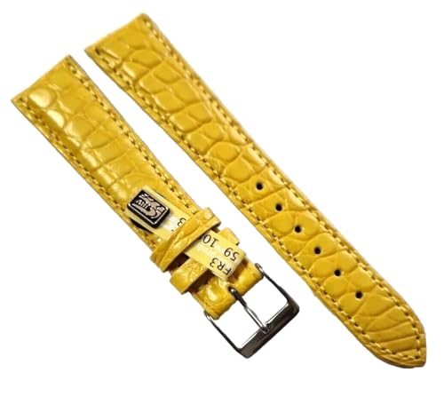 Bracelet montre crocodile 20mm jaune Fluco cuir véritable pour montre de luxe