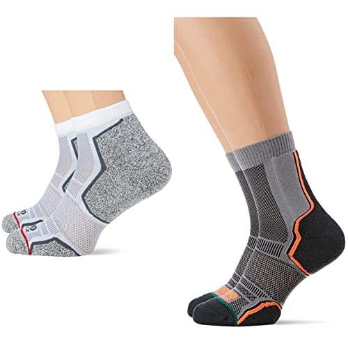 1000 Mile Men's Mile Run Anklet Sock Mens, White, XL UK & Men's - Mile Trail Socks Twin Pack, White, XL UK