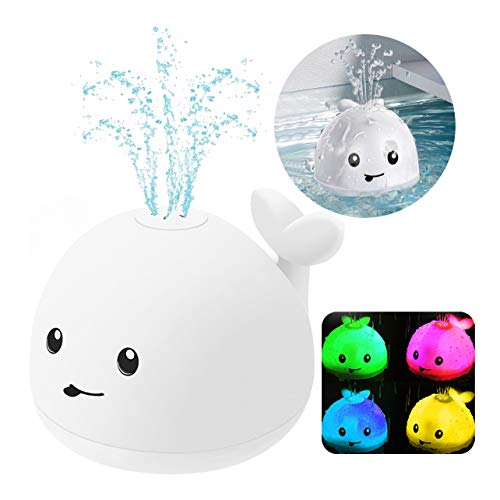 Bath Toys, Bath Toys for Toddlers Water Spray Toys for Kids, Baby Toys Whale Toy Cut Light Up ,Bathtub Toys Spray Water Squirt Toy Whale Water Sprinkler Pool Toys for Toddlers Infants Kids (White)