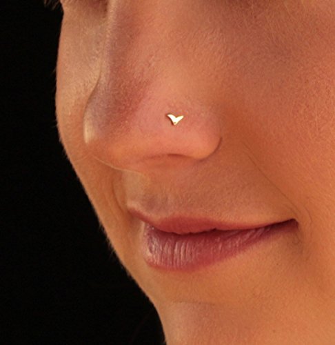 Nose Ring Stud, 14K Gold Nose Piercing, Tiny Gold Nose Pin, Bird Stud Piercing/Earring For Ear Lobe, Nostril, Tragus, Helix Or Cartilage, Handmade Jewelry #TOP4