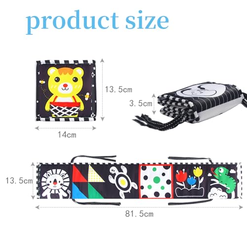 Yolistar 0 3 6 12 Monates Baby Buch,Schwarz Weiß Doppelseitig Baby Stoffbuch,Bilderbuch aus Stoff mit Spiegeln,Kontrastbuch Baby,Baby Spielzeug,Personalisierte Geschenke Baby