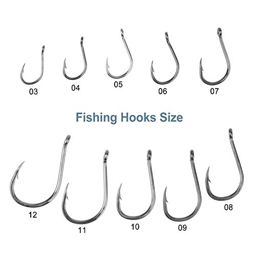 Pwsap 550PCS Angelhaken Angelköder Set, Kohlenstoffstahl Fisch Jig Haken mit Fishing Tackle Box(500Stück/10 Größen 3… – Bild 5