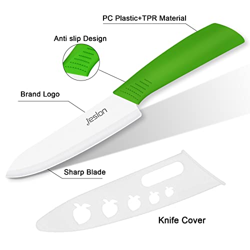 Jeslon Ceramic Knives Set,4 Peice Kitchen Chef's Knife And Peeler ,Super Sharp & Does Not Rust, Light Weight With Ergonomic Handle(Purple) #TOP1