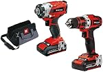 Einhell 4257245 Cordless 1/2" Drill/Driver & 1/4" Impact Driver Kit 18V TE-TK 18 Li Kit (CD+CI) Power-X-Change Battery-Powered with 2 x 2.0 Ah Batteries, Charger and Carry Bag