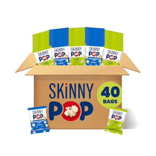 Image of SkinnyPop Popcorn, Original & White Cheddar Variety Pack, Gluten-Free Snacks, 0.5 oz Bags (40 Count)