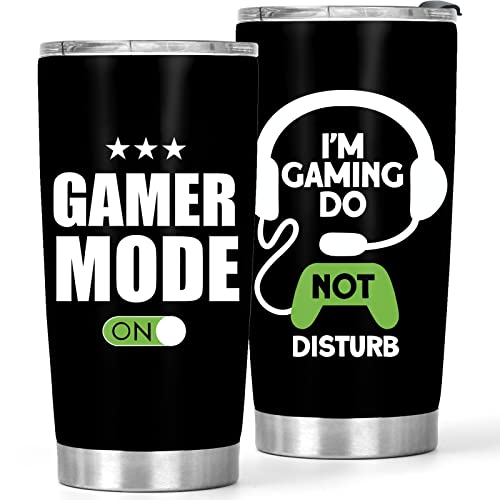 Flyweightz Gamer Gifts For Men - 20Oz Game Mode On Tumbler With Lid For Teen Boys - Birthday Gifts For Gaming Boyfriend - Christmas Gifts For Gamer Dad Husband, 1 Piece #TOP28