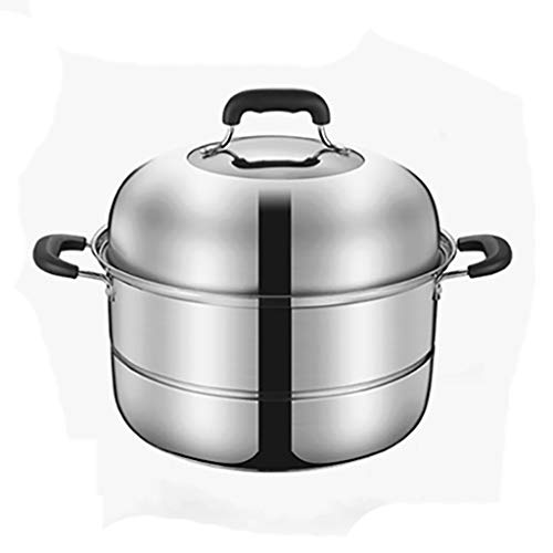 Olla De Acero Inoxidable 304, Vaporera Doméstica De 2 Capas, para 28 Personas, Apta para Cocina De Gas Y De Inducción, 30 Cm