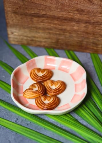 Image of WEAVING HOMES Striped Handmade Dessert Plate, Size: 11 cm Microwave & Dishwahsher Safe (Set of 1)