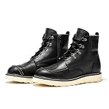 ROCKROOSTER Magnolia 6' Side-Zipper Wedge Boots for Men, Lightweight Soft Moc Toe Motorcycle Boots SAP309BK-Black-09