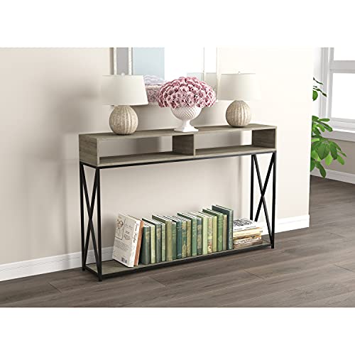 Safdie & Co. - Dark Taupe Farmhouse Entry Table With 2 Open Shelves, Console Tables For Entryway, Use As Doorway Table, Hallway Desk, Or Accent Furniture For Decorating Foyer, 26 X 10 X 23 Inches #TOP1