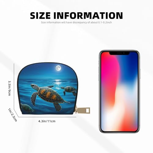 Starry Skies and Sea Turtles Print Credit Card Holder, PU Leather Small Card Bag Wallets with Zipper for Women Men id Business Card3