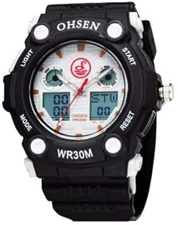 ساعة اوهسن كواترز انالوج-رقمية رياضية للرجال موديل SKAD1033، بسوار أسود
